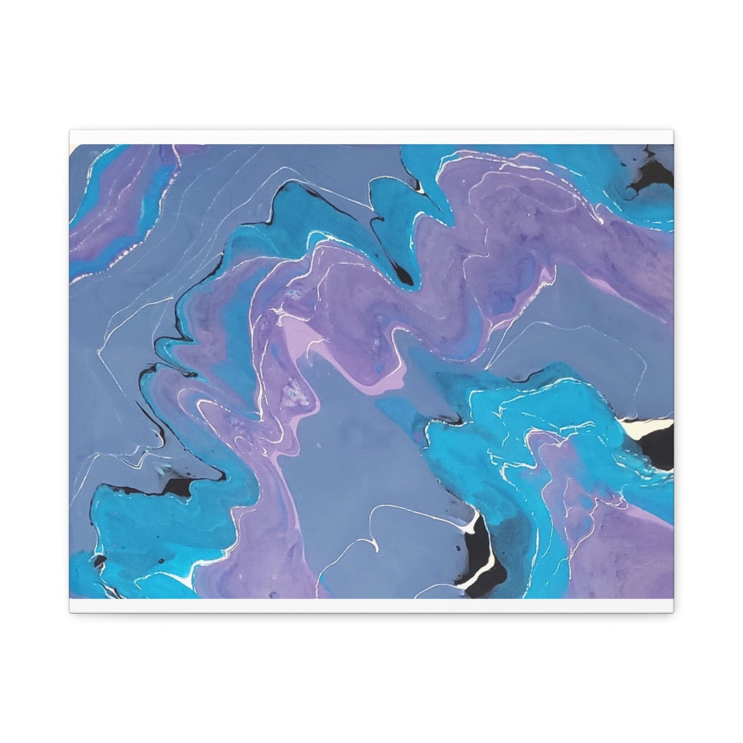 Abstract Blue & Purple Fluid Art Canvas - Matte Stretched Wall Art
