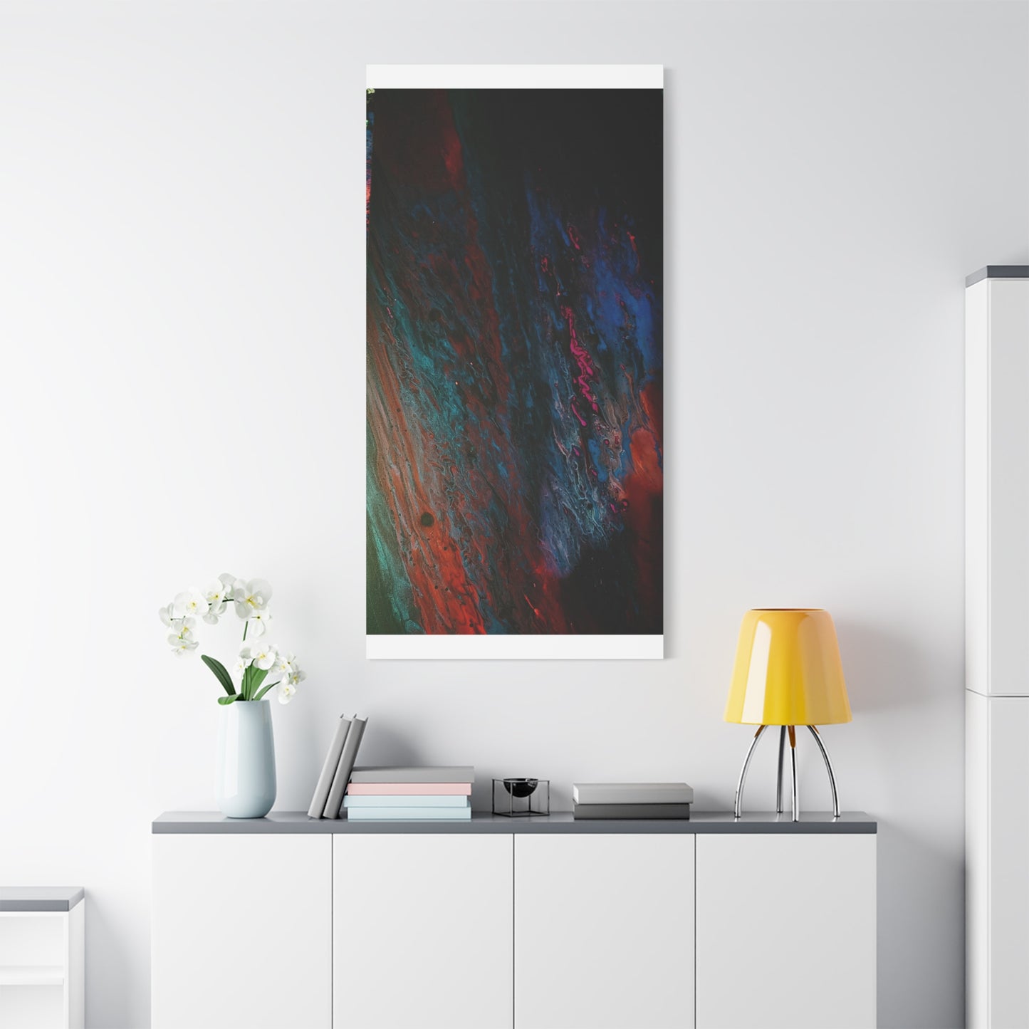 Abstract Fluid Art Canvas Wall Art - Jupiter pour — Vibrant Ocean Night Matte Stretched Canvas