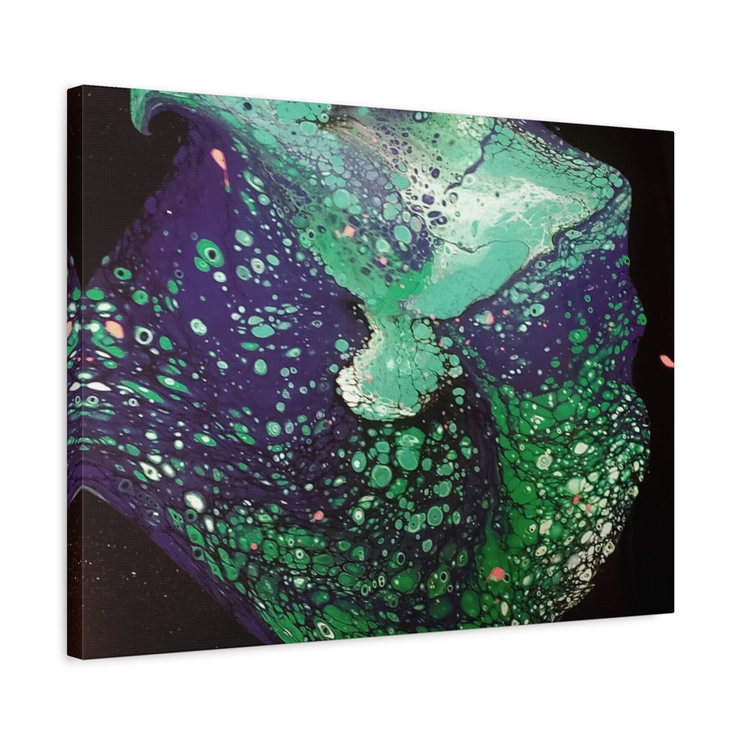 Abstract Green & Teal Fluid Art Canvas Print - Matte Stretched Wall Art