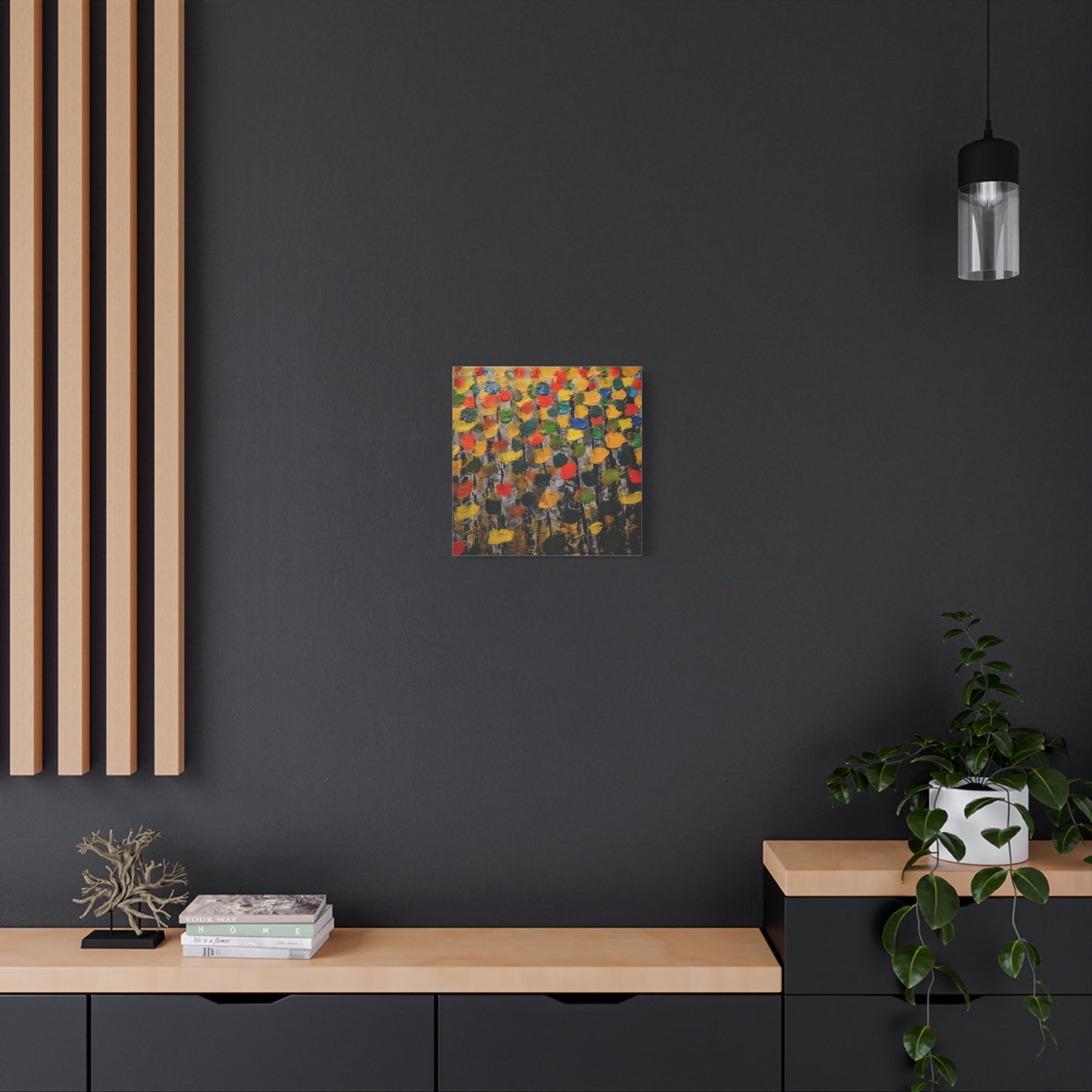 birch trees with color strokes - Abstract Color Bloom Matte Canvas Wall Art — Stretched 1.25"