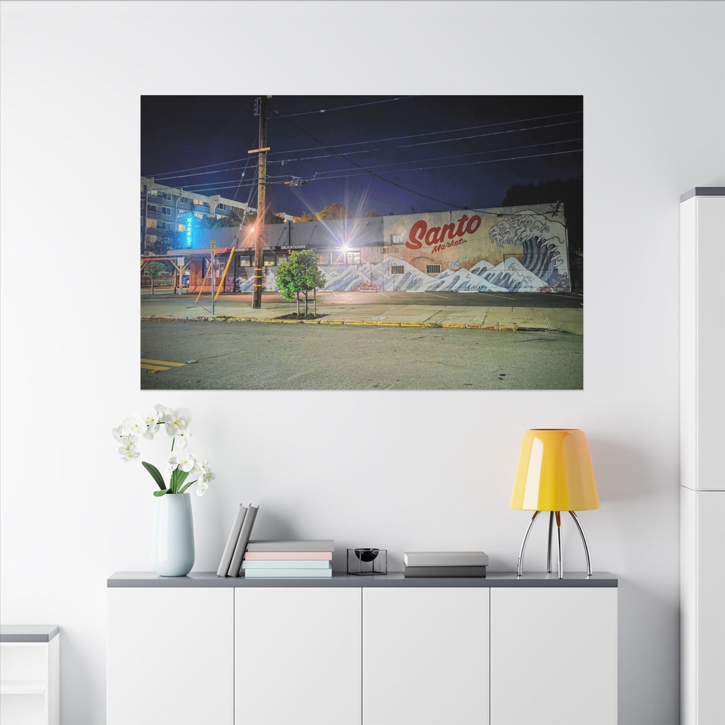 Santo Market Mural (7th&taylor)— Nighttime Urban Wall Art