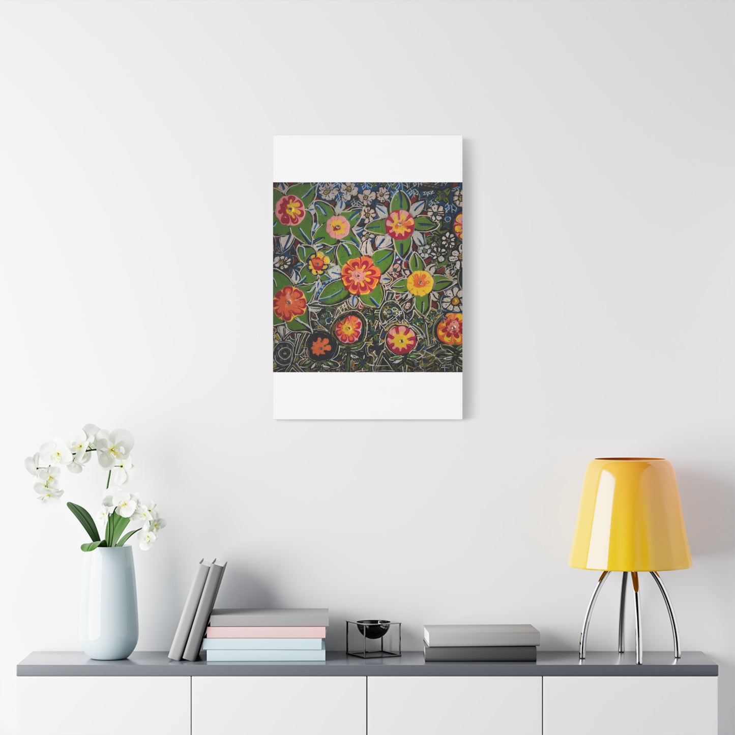 Urban_gardening-04 - Floral Pop Matte Stretched Canvas – Colorful Hand-Painted Garden Wall Art