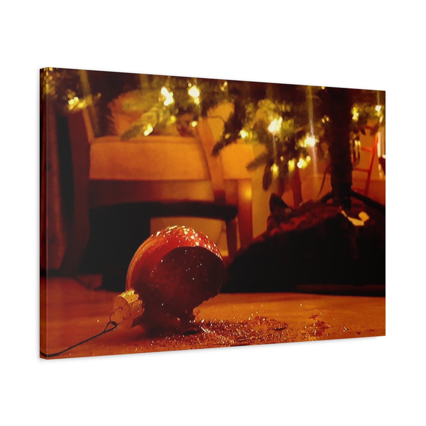 Christmas Tree Ornament Photo Canvas – Cozy Holiday Still Life Wall Art