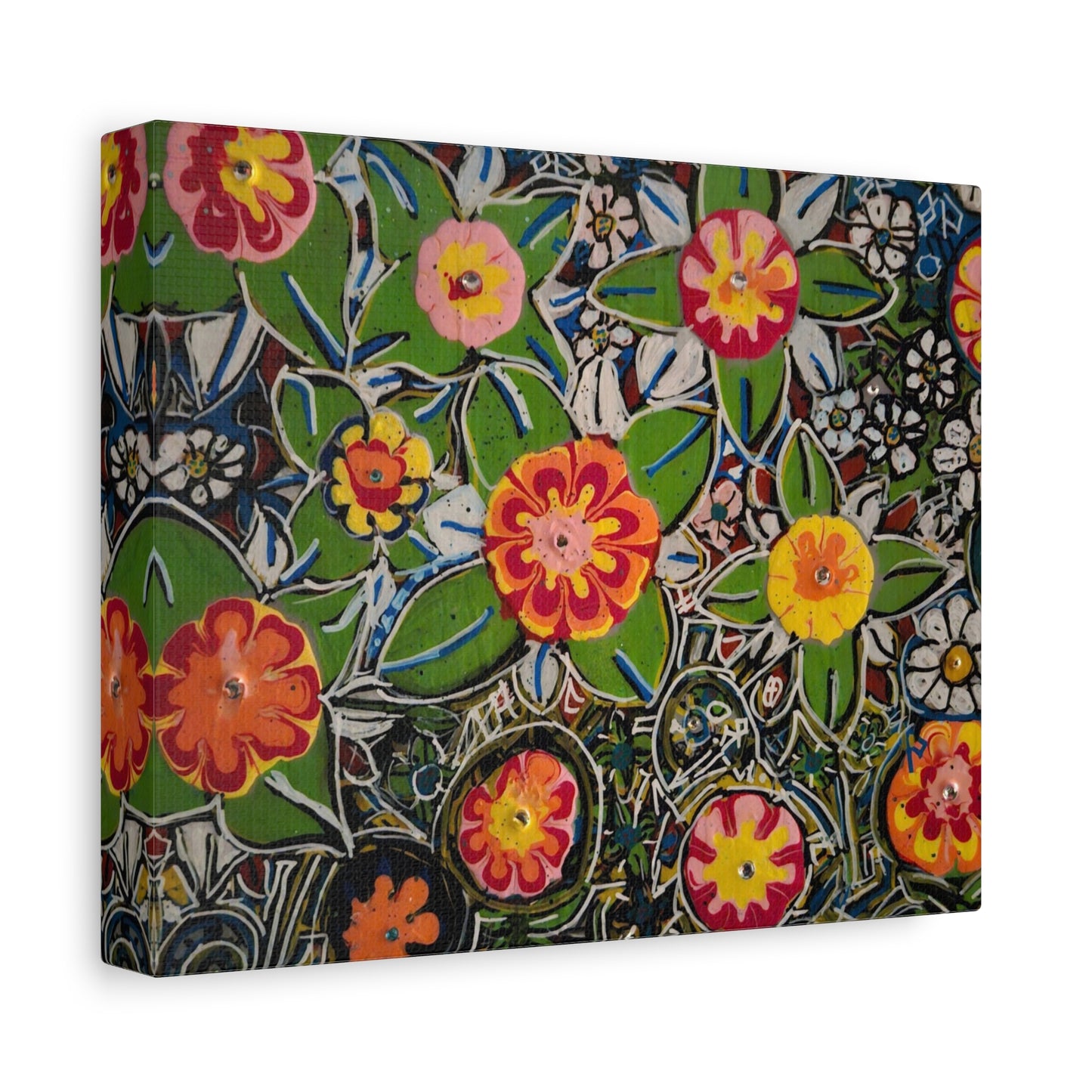 Urban_gardening-04 - Floral Pop Matte Stretched Canvas – Colorful Hand-Painted Garden Wall Art