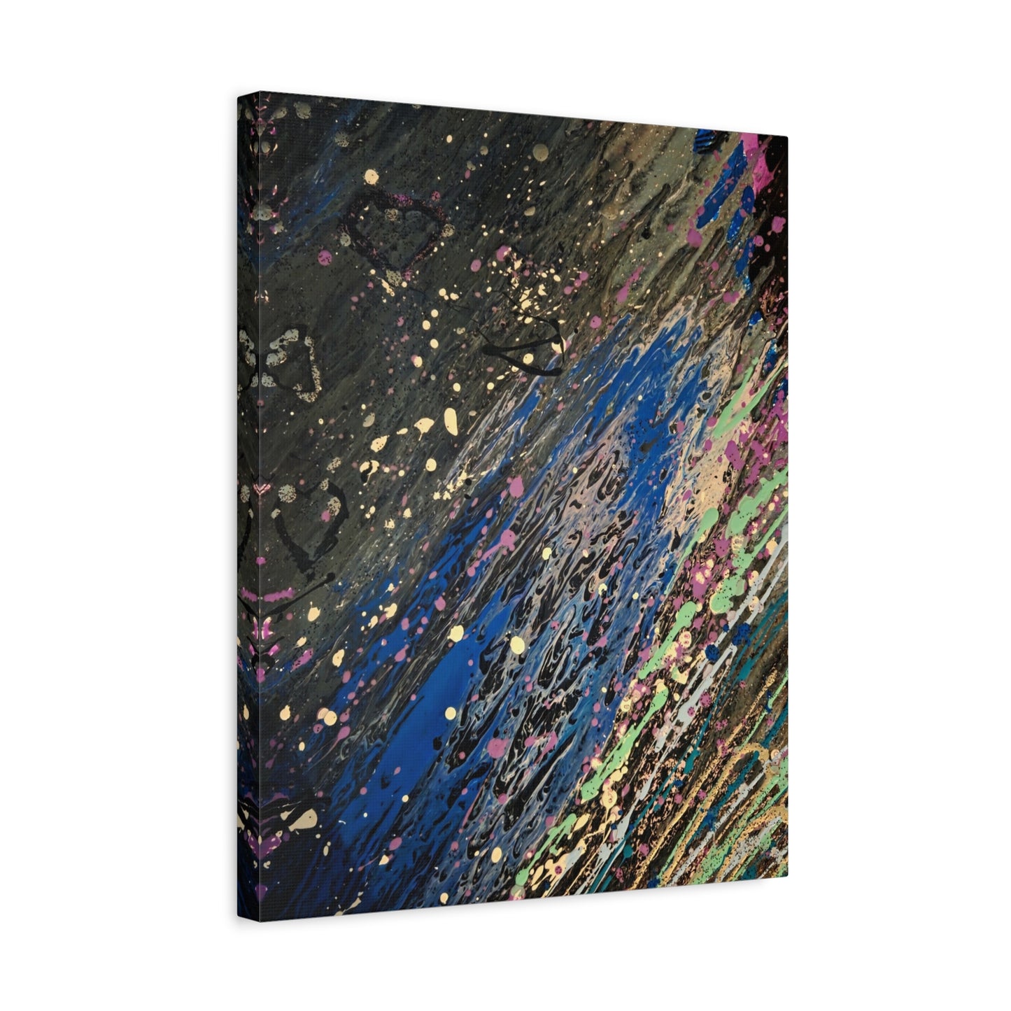Abstract Splatter Matte Canvas Print — Colorful Fluid Art Wall Decor, Stretched 1.25"
