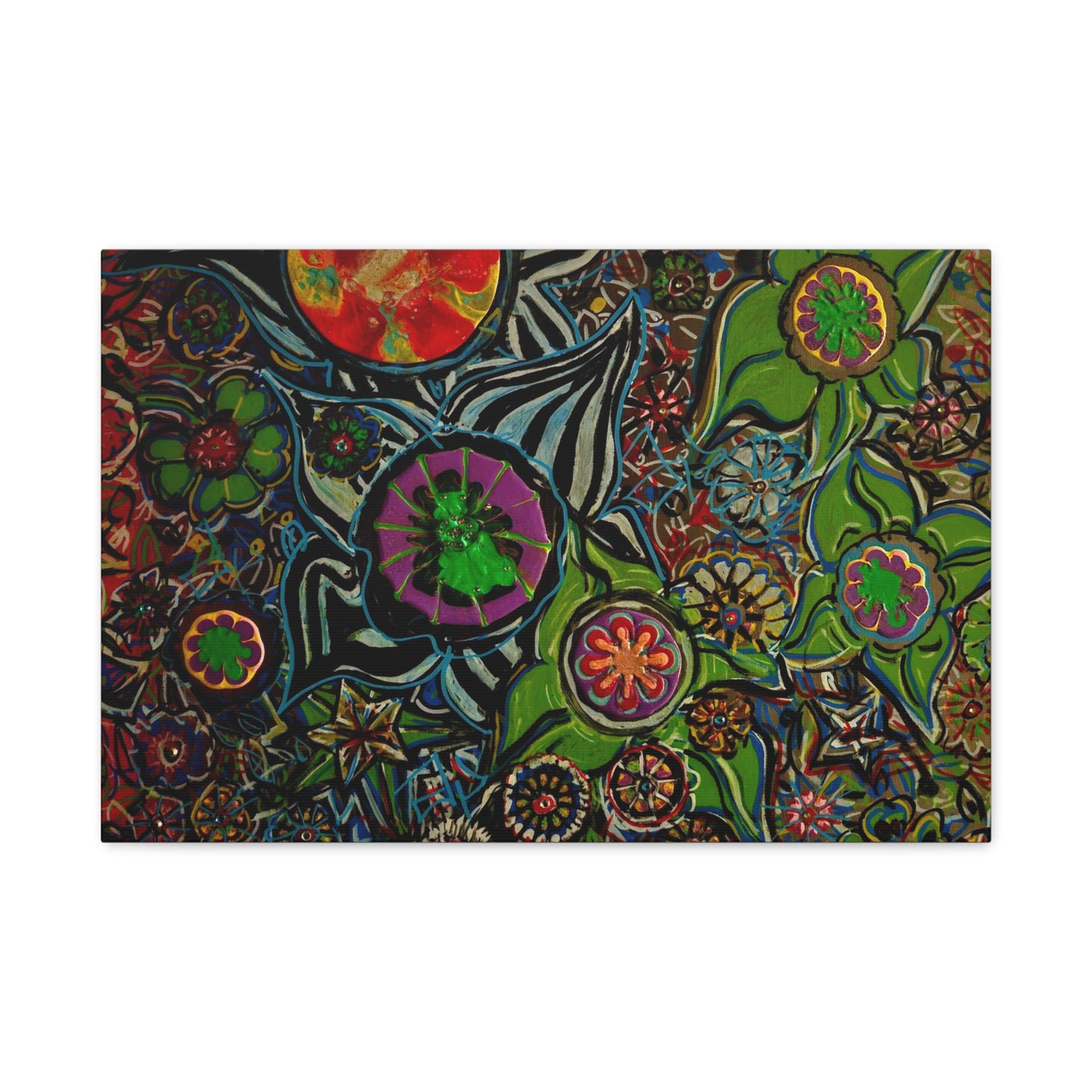 Urban_gardening-03 - Psychedelic Floral Canvas Print — Vibrant Abstract Garden Wall Art