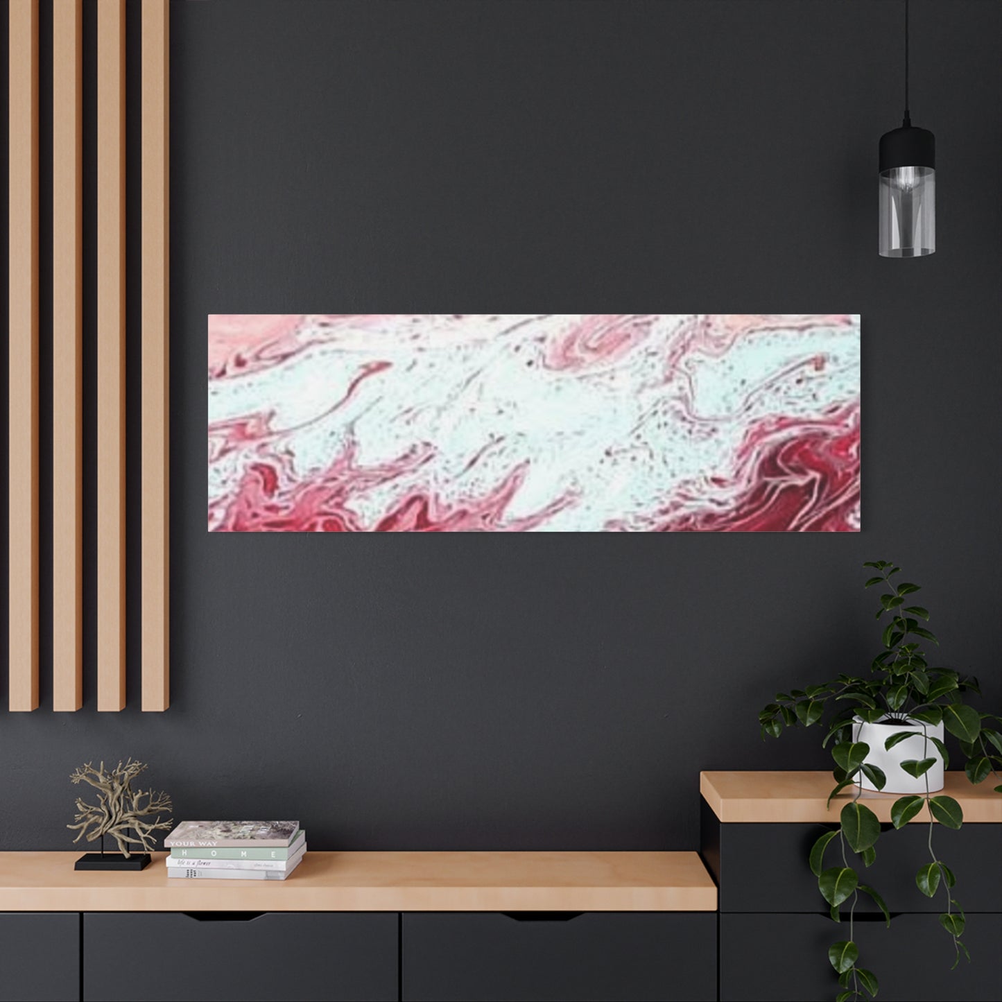 Abstract Pink & Red Fluid Art Canvas — Matte Stretched Wall Art