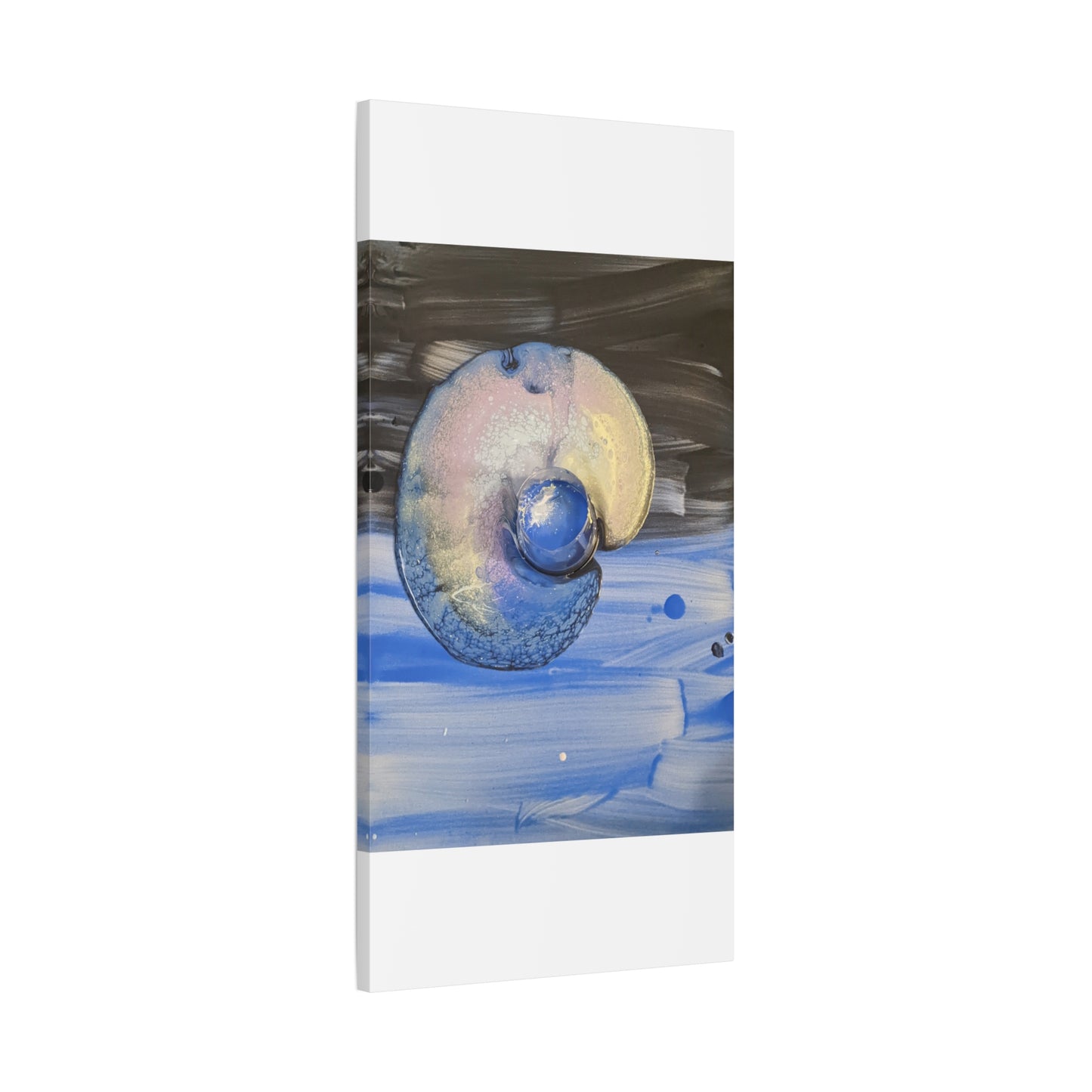 the nautilus - Abstract Blue Spiral Matte Canvas Art - Nautical Coastal Wall Decor