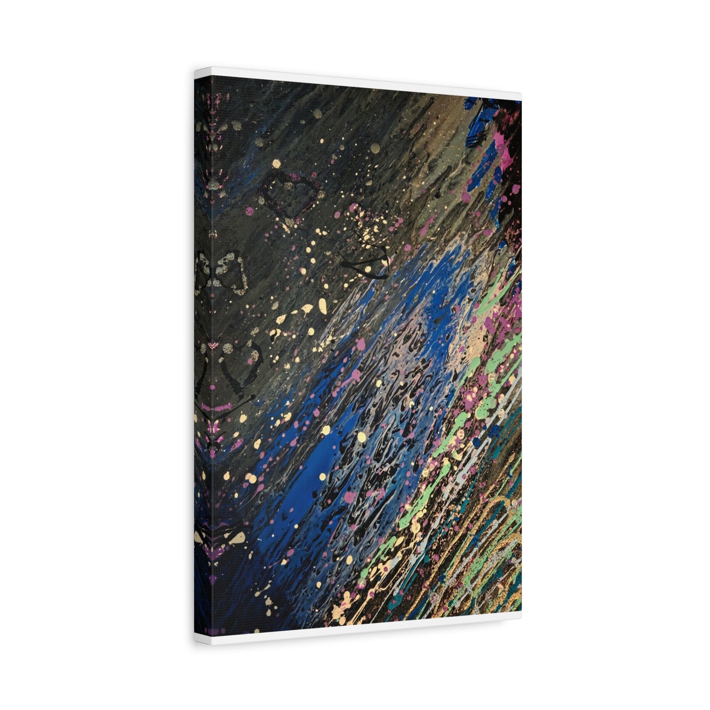 Abstract Splatter Matte Canvas Print — Colorful Fluid Art Wall Decor, Stretched 1.25"